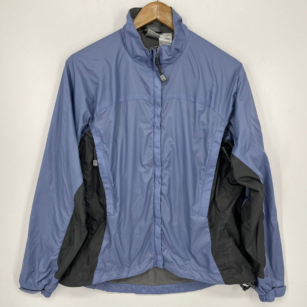 The North Face Womens Blue Grey Stow Pocket Full Zip Windbreaker Jacket‎ Size M